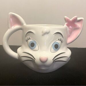 Aristocat Disney Coffee Cup Aulani Hawaii Ceramic White Cat Pink Flower Mug NWT